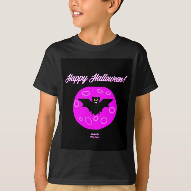 Halloween Bat Boys Black Basic T Shirt (Vorderseite)