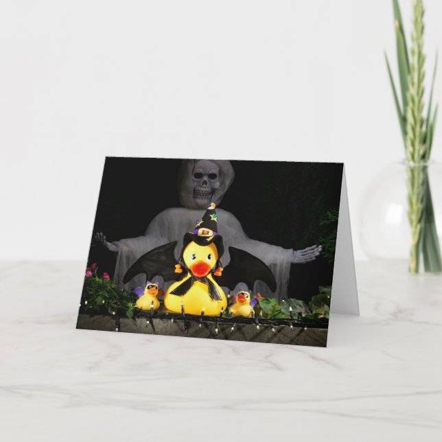 Halloween Bat Ducky Frauen schützt und verteidigt Karte (Vorderseite)
