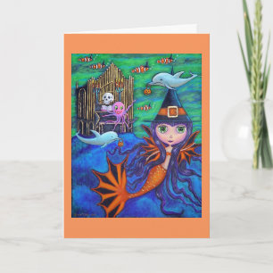 Halloween Bat Meerjungfrau Hexe Delphine Oktopus O Karte