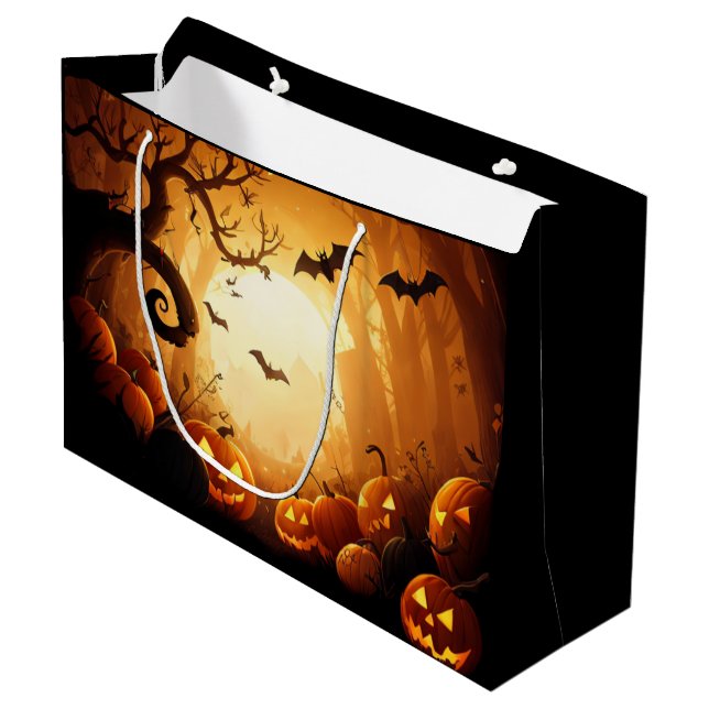 Halloween/Bat/Pumpkin/Fall Große Geschenktüte (Vorderseite Schrägansicht)
