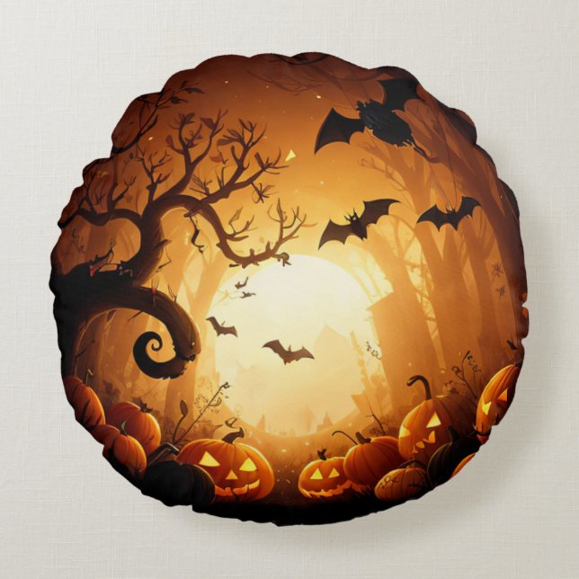 Halloween/Bat/Pumpkin/Fall Rundes Kissen (Vorderseite)