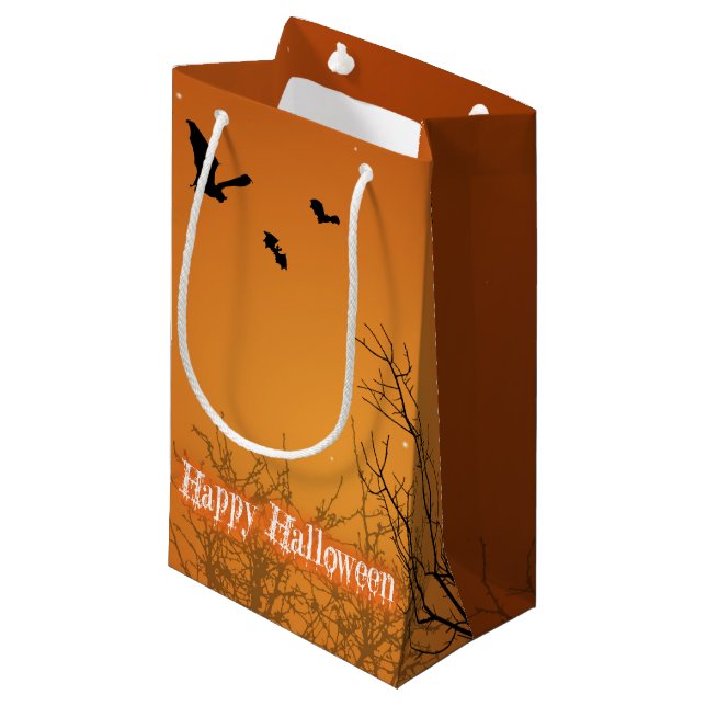 Halloween Bats & Bäume - Kleine Geschenktasche Kleine Geschenktüte (Vorderseite Schrägansicht)