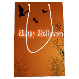 Halloween Bats & Bäume - mittelgroße Geschenktasch Mittlere Geschenktüte