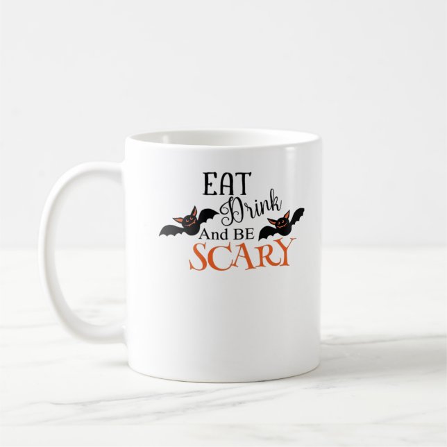 Halloween Bats Be Scary Funny Meme Kaffeetasse (Links)