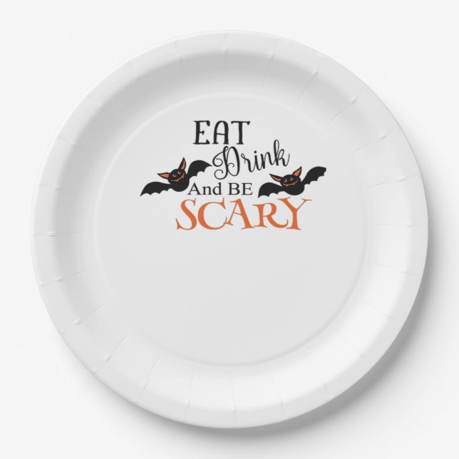 Halloween Bats Be Scary Funny Meme Pappteller (Vorderseite)