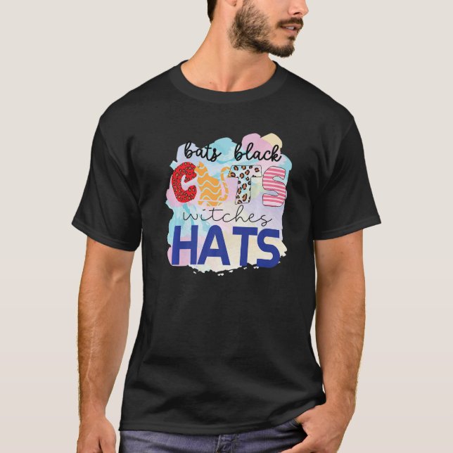 Halloween Bats Black Cats Hexen Hats Cat Mama T-Shirt (Vorderseite)