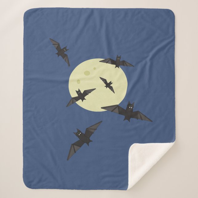 Halloween Bats flying with moon Sherpadecke (Vorderseite)