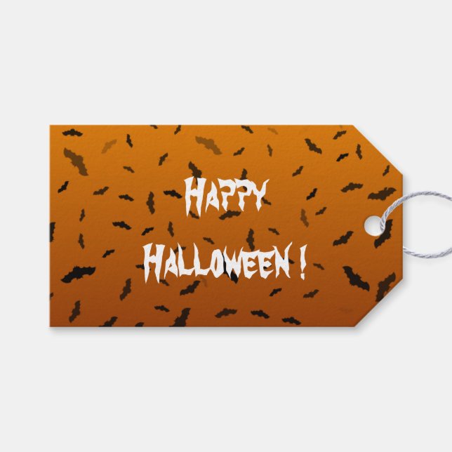 Halloween Bats Geschenkanhänger (Vorderseite (Horizontal))