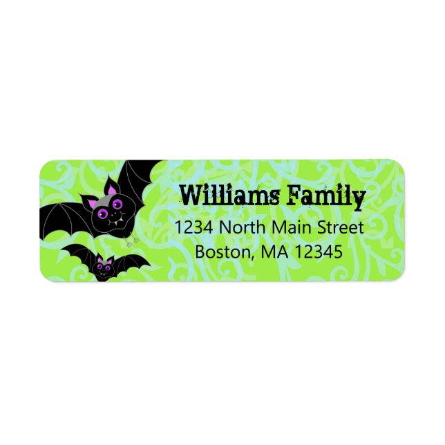Halloween Bats Green Rücksendeadresse (Vorne)