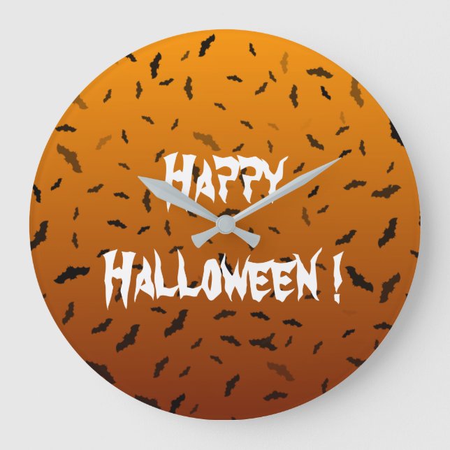 Halloween Bats Große Wanduhr (Vorderseite)