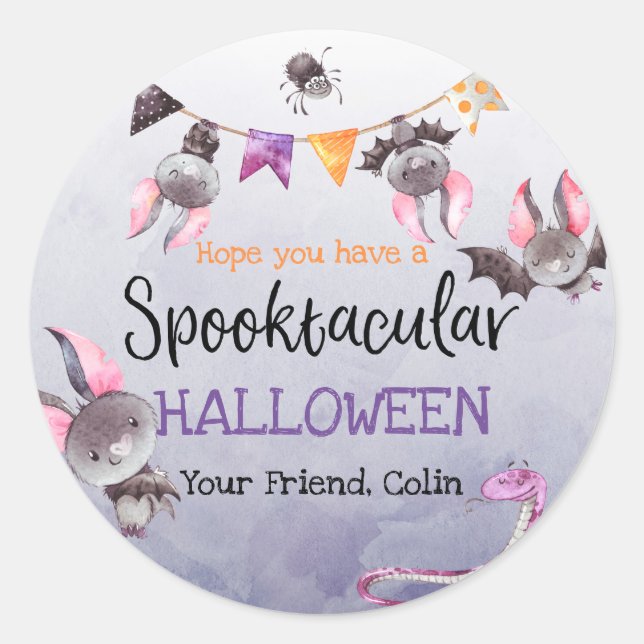 Halloween Bats Happy Halloween Runder Aufkleber (Vorderseite)