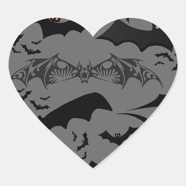 Halloween Bats Herz-Aufkleber (Vorderseite)
