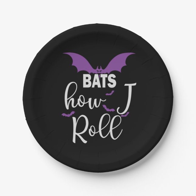 Halloween Bats How I Roll Birthday Pappteller (Vorderseite)