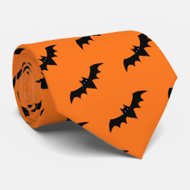 Halloween Bats Orange Black Pattern Neck Tie Krawatte