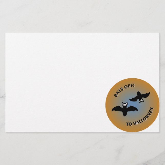 Halloween Bats Orange Blue Briefpapier (Vorderseite)