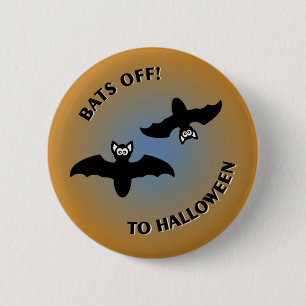Halloween Bats Orange Blue Button