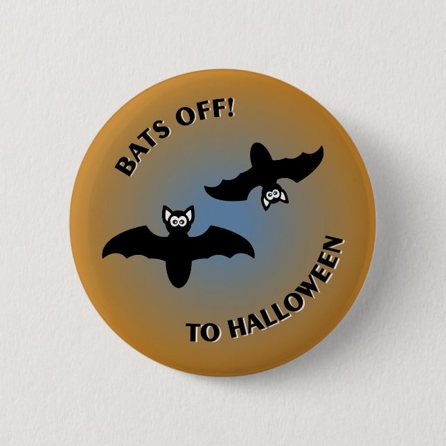Halloween Bats Orange Blue Button (Vorderseite)