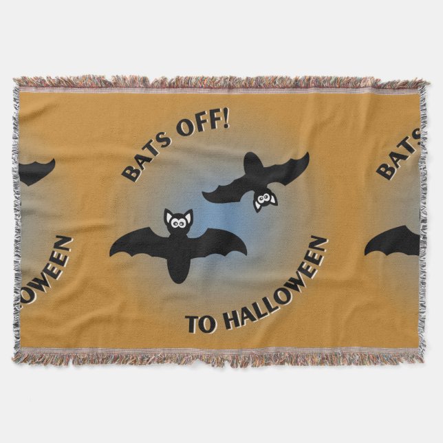 Halloween Bats Orange Blue Decke (Vorderseite)