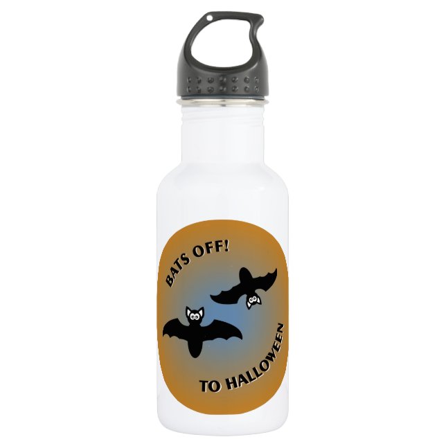 Halloween Bats Orange Blue Edelstahlflasche (Vorderseite)