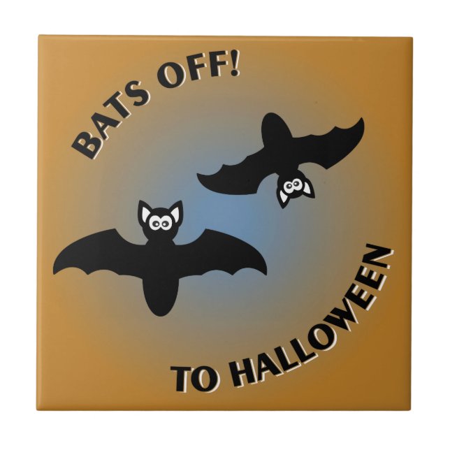 Halloween Bats Orange Blue Fliese (Vorderseite)