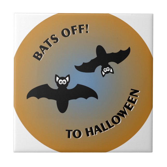 Halloween Bats Orange Blue Fliese (Vorderseite)