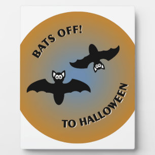 Halloween Bats Orange Blue Fotoplatte