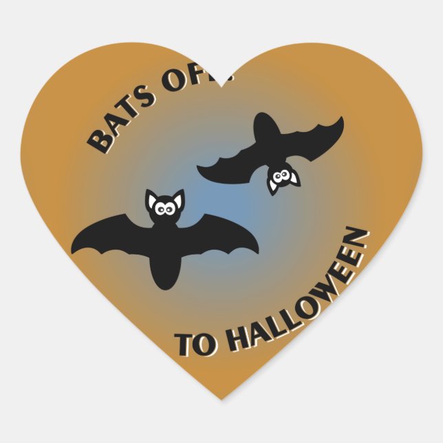 Halloween Bats Orange Blue Herz-Aufkleber (Vorderseite)