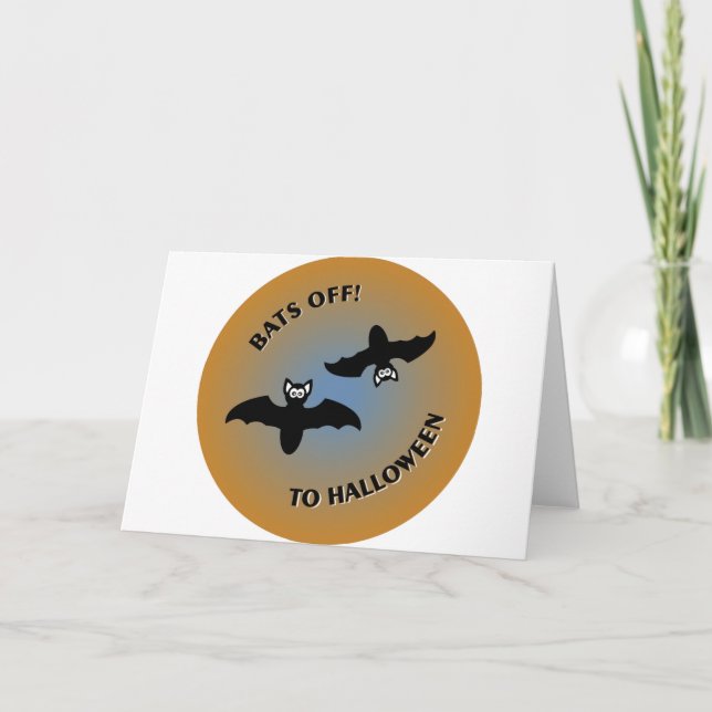 Halloween Bats Orange Blue Karte (Vorderseite)