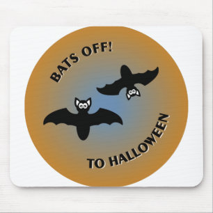 Halloween Bats Orange Blue Mousepad