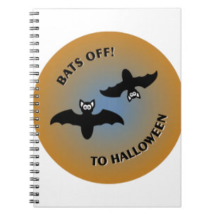 Halloween Bats Orange Blue Notizblock