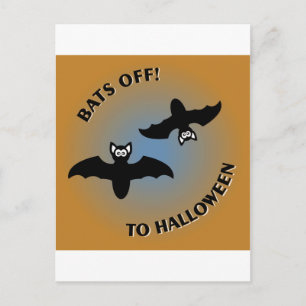 Halloween Bats Orange Blue Postkarte