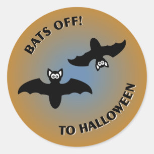 Halloween Bats Orange Blue Runder Aufkleber
