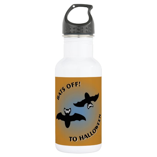 Halloween Bats Orange Blue Trinkflasche (Vorderseite)