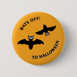Halloween Bats Orange Button