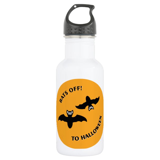 Halloween Bats Orange Edelstahlflasche (Vorderseite)
