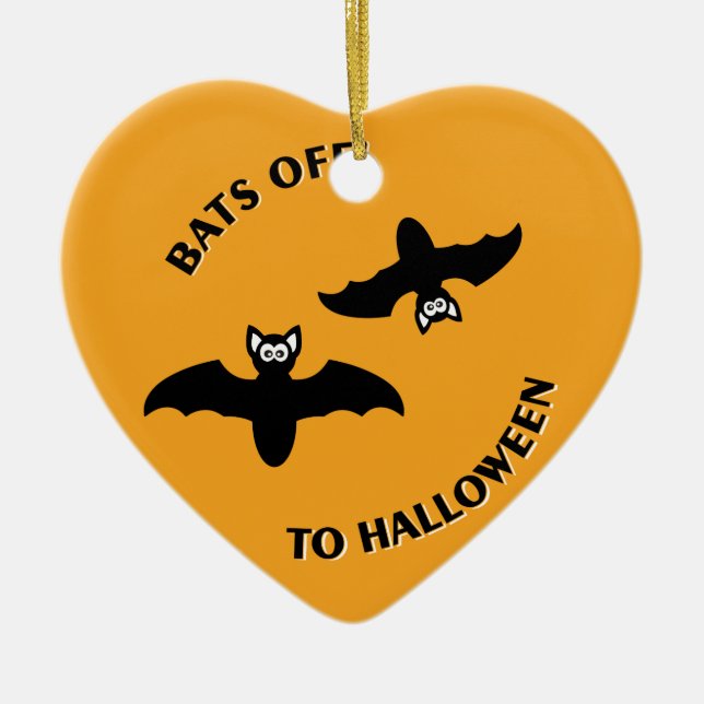 Halloween Bats Orange Keramikornament (Vorne)