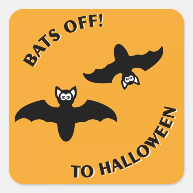 Halloween Bats Orange Quadratischer Aufkleber (Vorderseite)