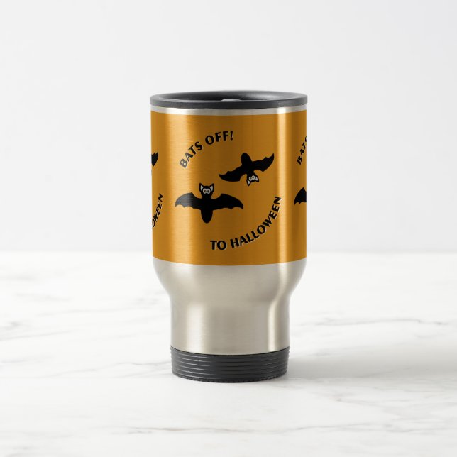Halloween Bats Orange Reisebecher (Mittel)