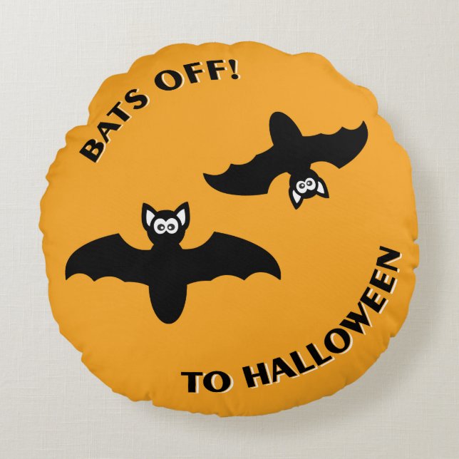 Halloween Bats Orange Rundes Kissen (Vorderseite)