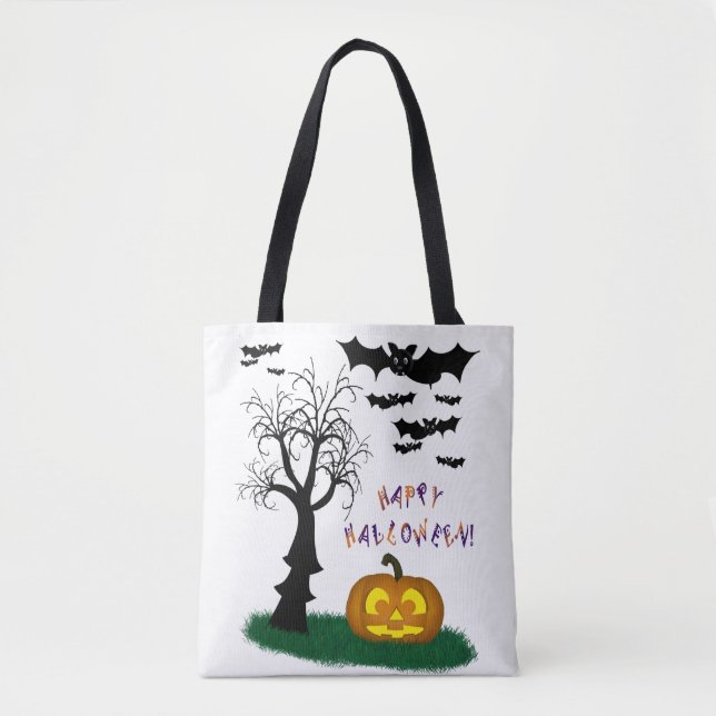 Halloween Bats Pumpkin Spooky Tree Tasche (Vorderseite)