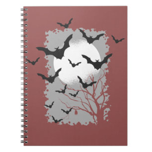 Halloween Bats Silhouette Black Flying Vampires Notizblock