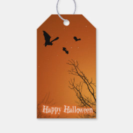 Halloween Bats und Bäume Geschenkanhänger