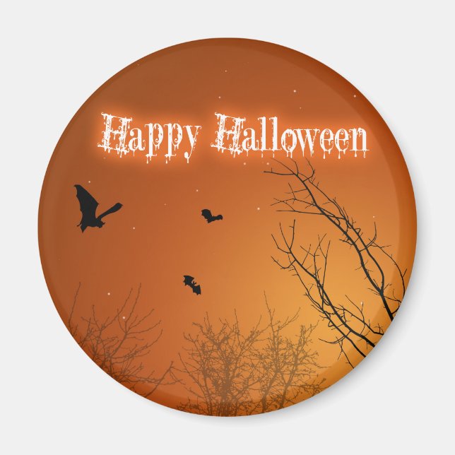 Halloween Bats und Bäume Magnet (Vorne)