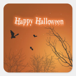 Halloween Bats und Bäume Quadratischer Aufkleber