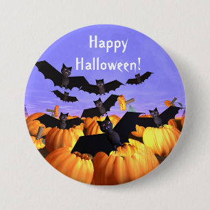 Halloween Bats und Kürbis Button