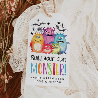 Halloween Baue dein eigenes Monstergeschenk-Tag Geschenkanhänger