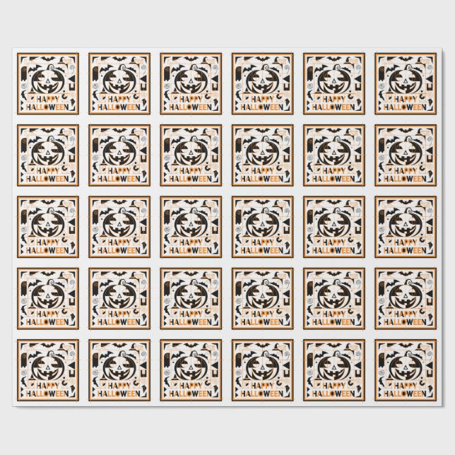Halloween Bauhaus Pumpkin Geschenkpapier (Flach)