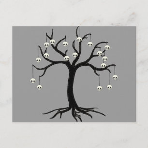 Halloween-Baum mit niedlichen Schädel-Verzierungen Karte