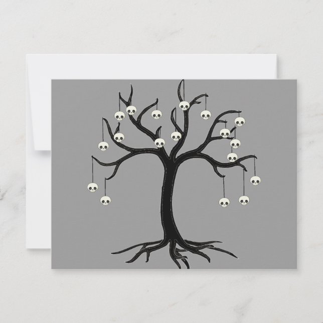 Halloween Baum mit Niedlichen Schädelverzierungen Karte (Vorderseite)