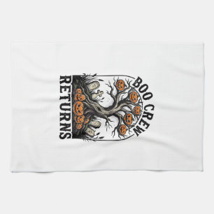 Halloween-Baum-Shirt Vintage Gruseliger Kürbis Gra Geschirrtuch